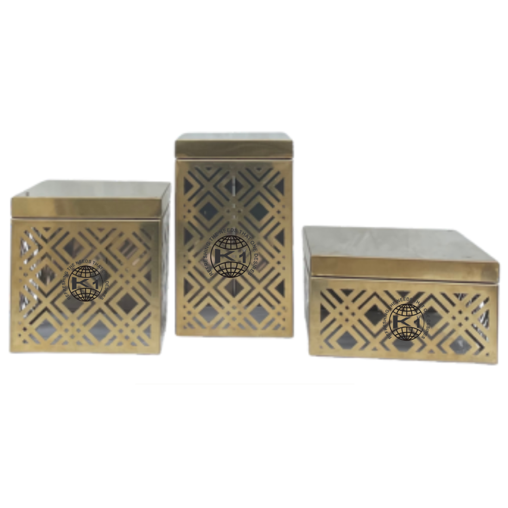 Gold plated set of stainless steel buffet display risers Risers For Hotel and Catering