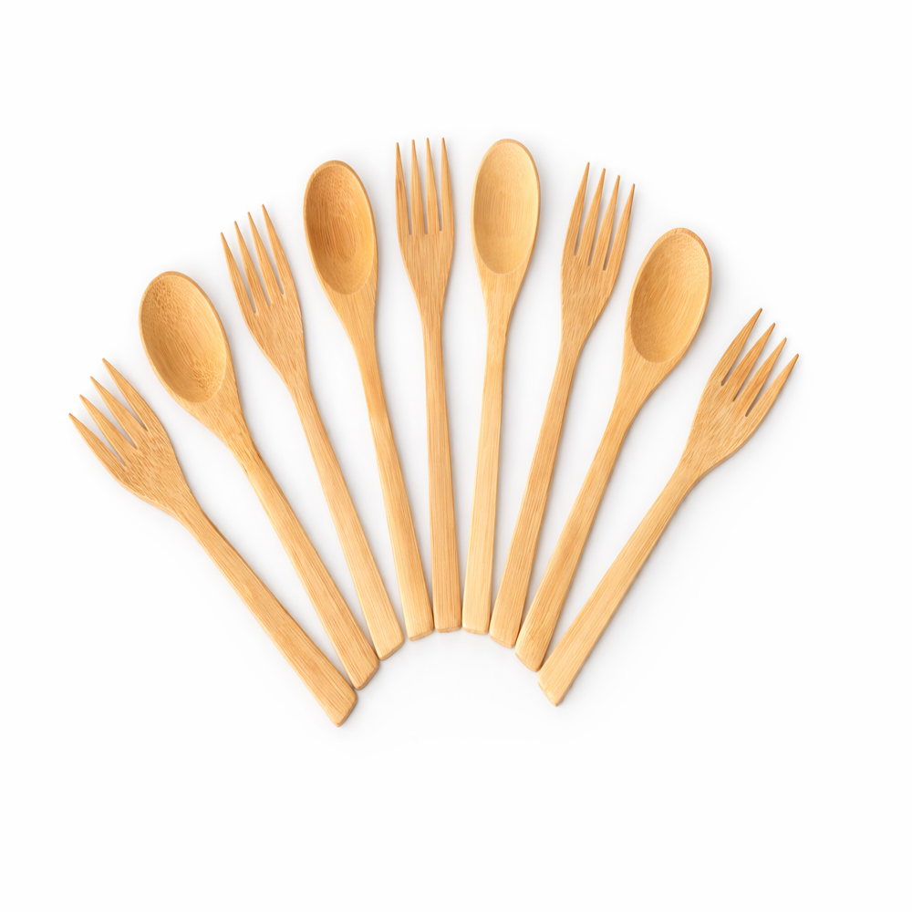 Bamboo Spoon & Fork - Color: Golden