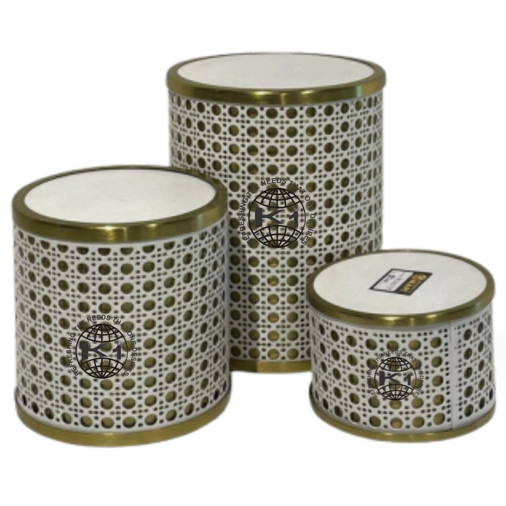 Set of Three Black Metal Cutout Side Risers For Hotel And Catering