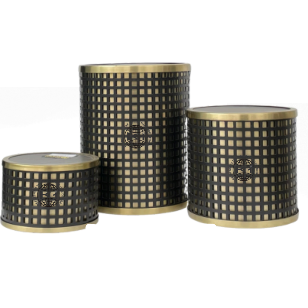 Set of Three Black Metal Cutout Side Risers For Hotel And Catering