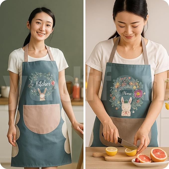  Waterproof Kitchen Apron for Women with Big Front Pocket