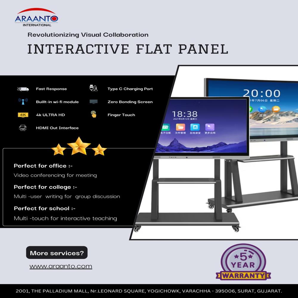 70 X 41 Black Araanto Interactive Flat Panel - Dimensions: 75 Inch (In)