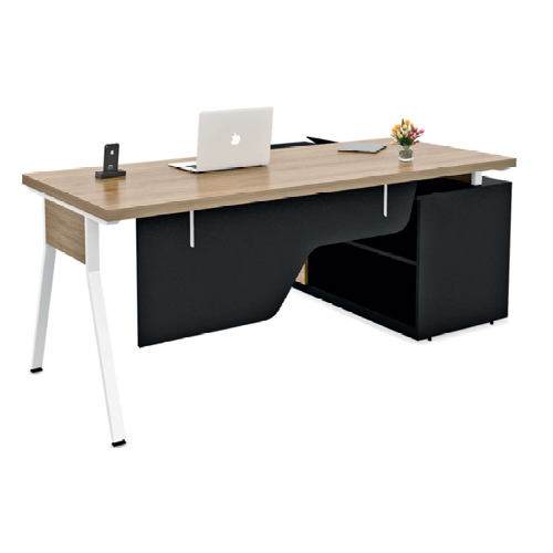 Elegant Office Executive Desk With Storage - Color: Brown