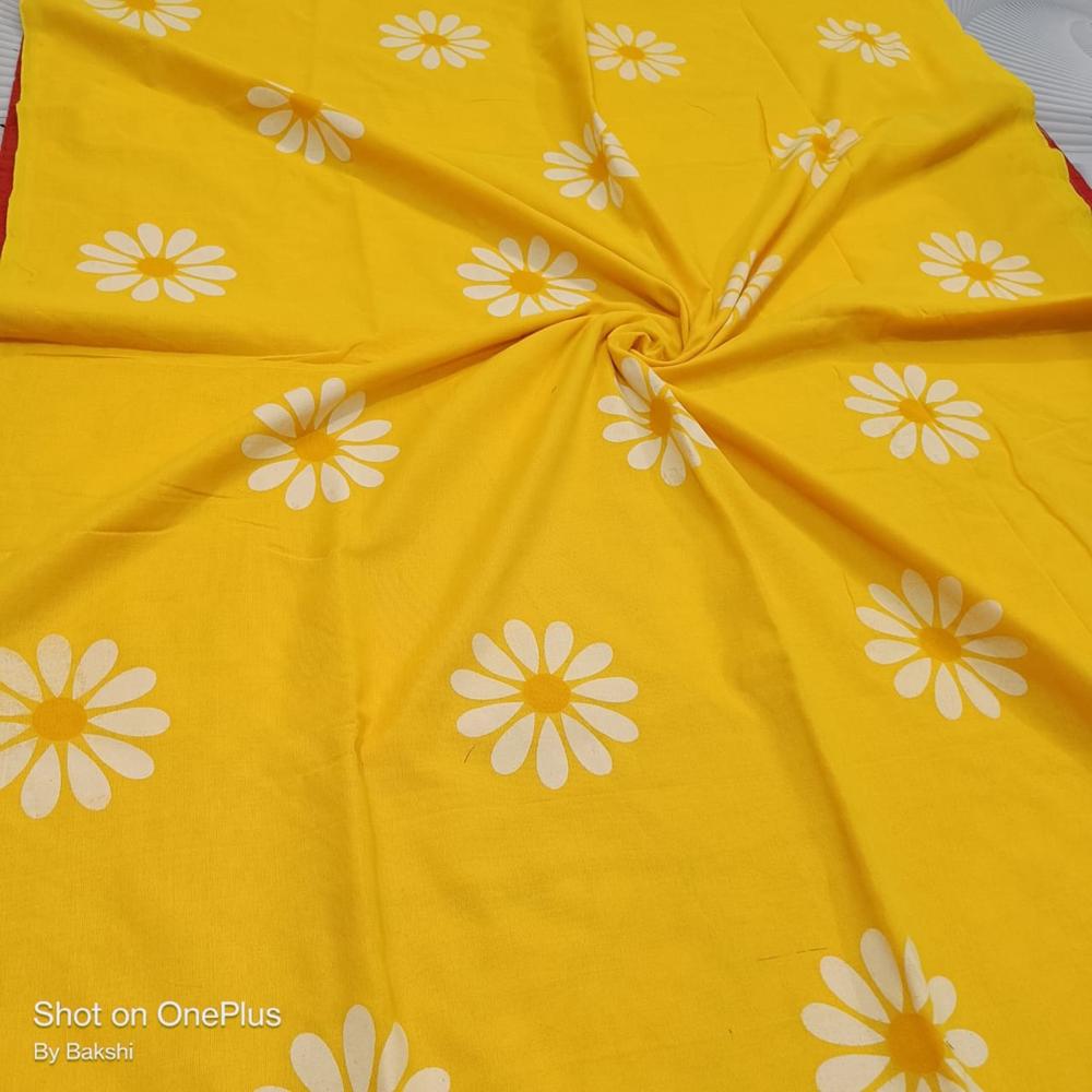 Yellow Color Sunflower Printed Saree