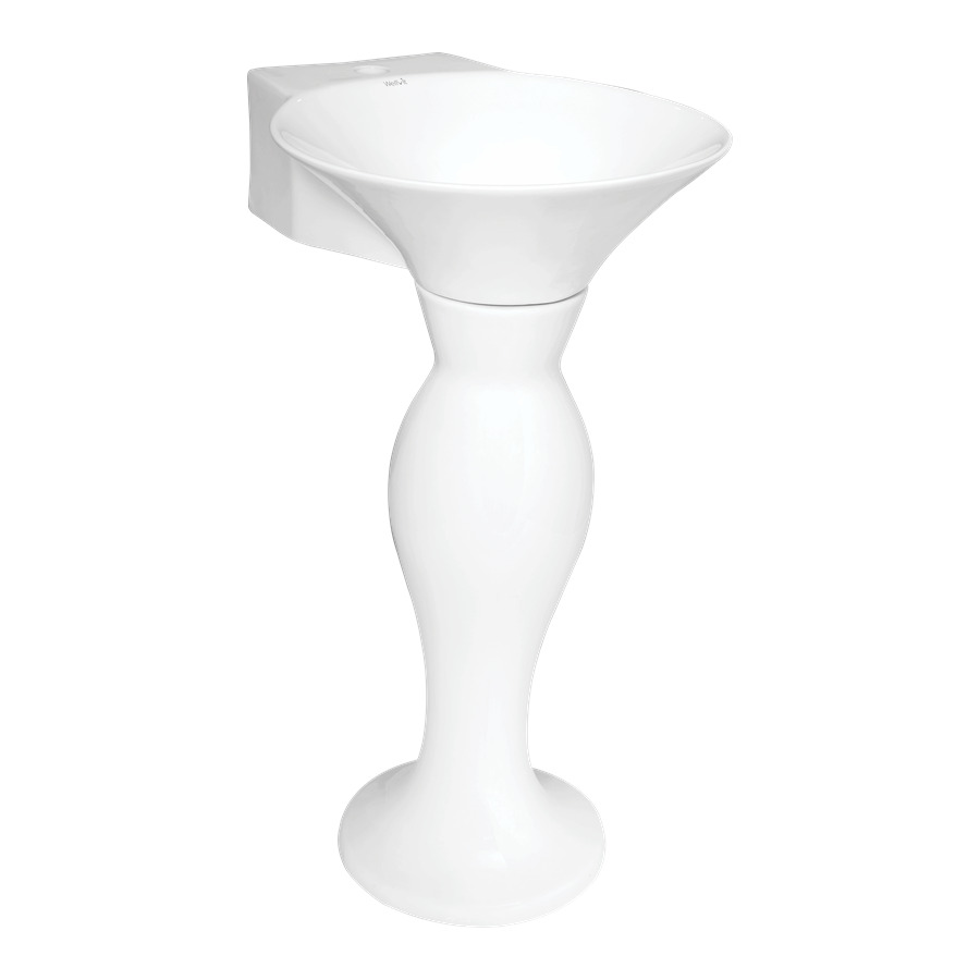 Dolphin 220 Full Pedestal Wash Basin - Color: White