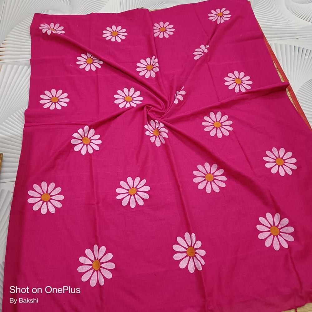 Pink Color Sunflower Printed Saree