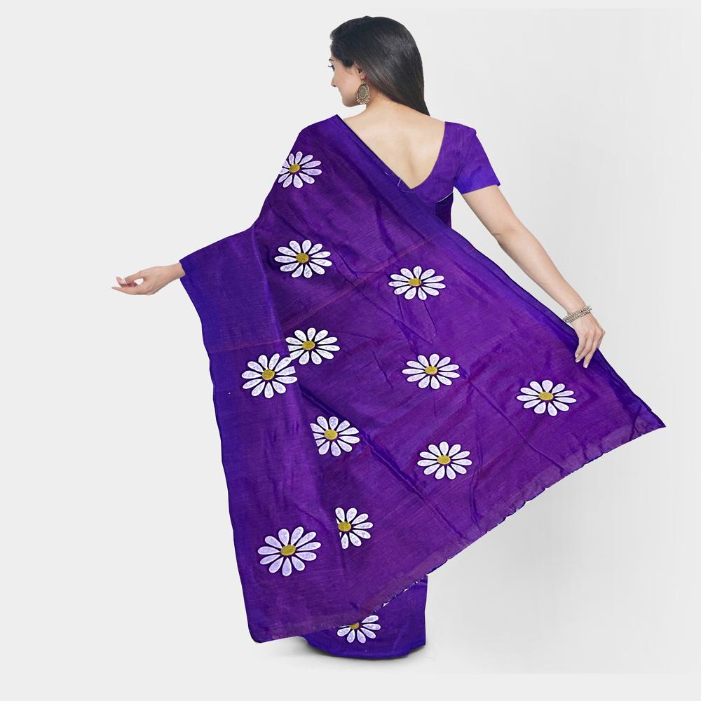 Purple Color Sunflower Printed Saree