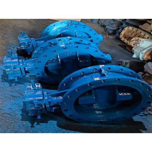 Ci Flanged Butterfly Valve - Color: Blue