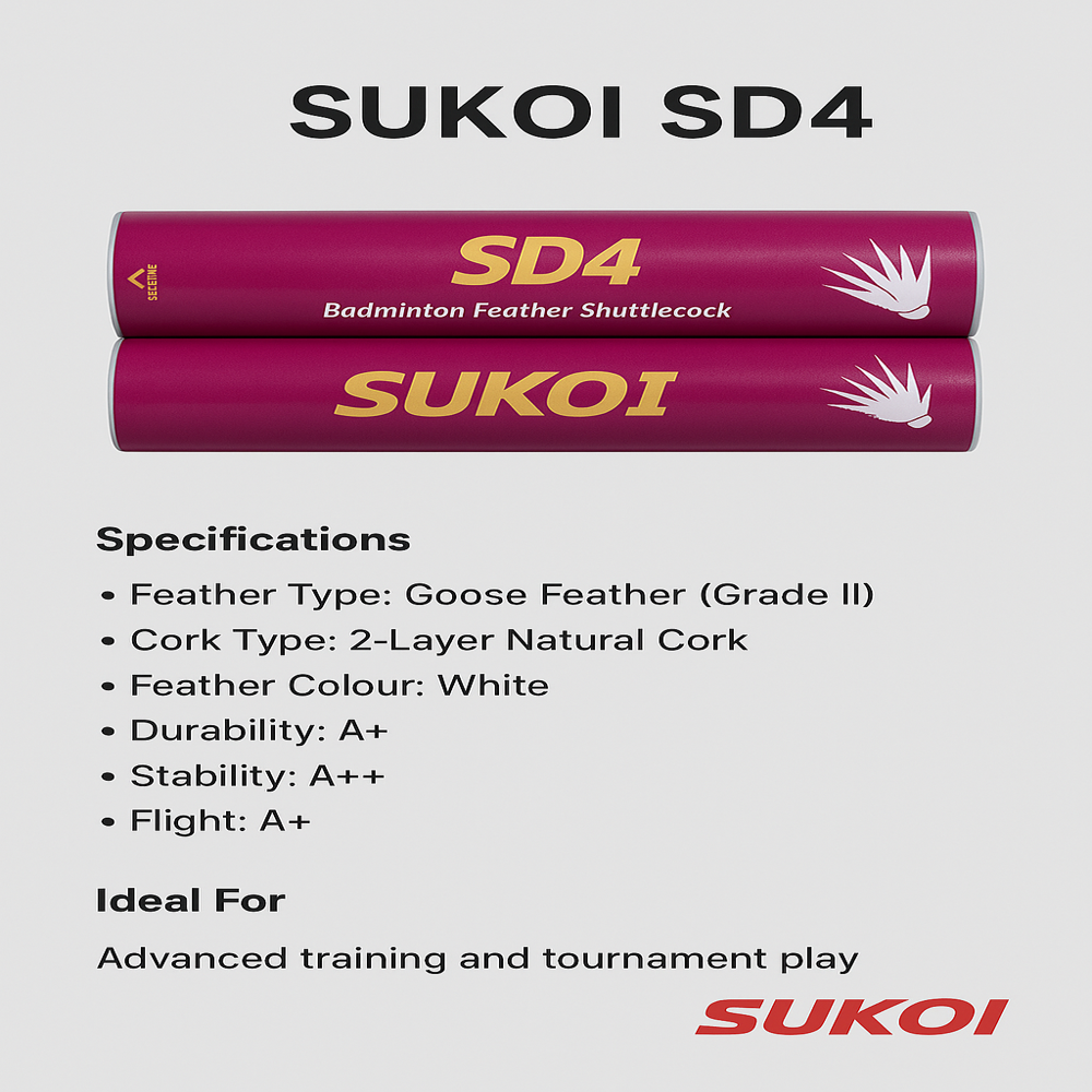 Sukoi Sd4 Feather Shuttlecocok - Color: White