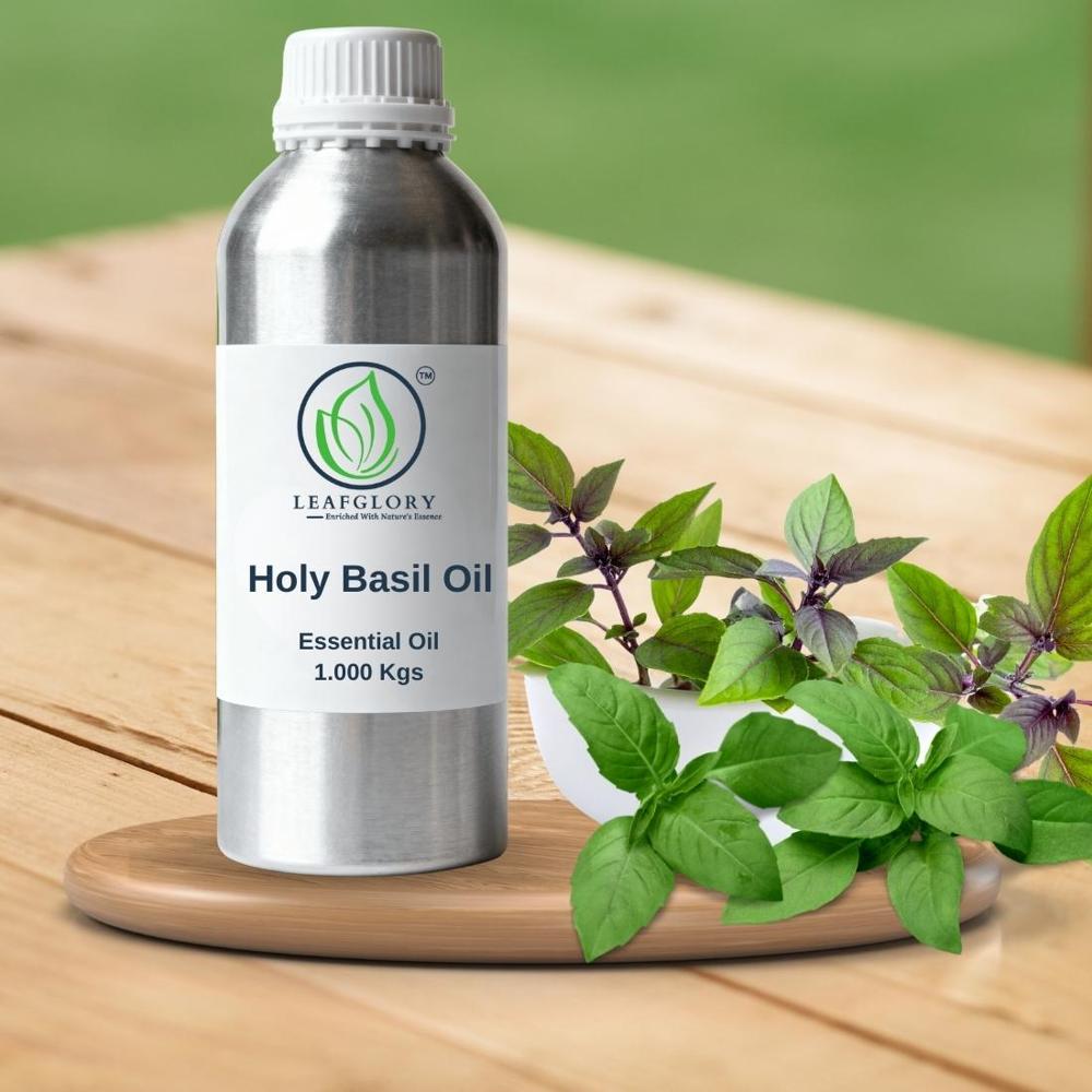 Holy Basil Oil (Ocimum sanctum / Tulsi Essential Oil) | 100% Pure & Natural Herbal Oil for Cosmetics, Personal Care, Aromatherapy & Pharma | Manufacturer & Exporter | Leafglory