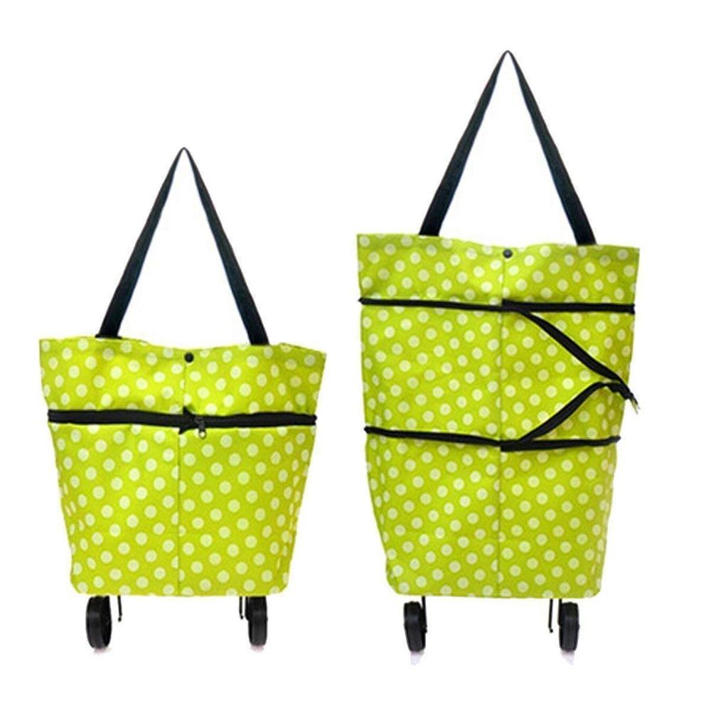 Foldable Shopping Trolley Bag - Color: Green