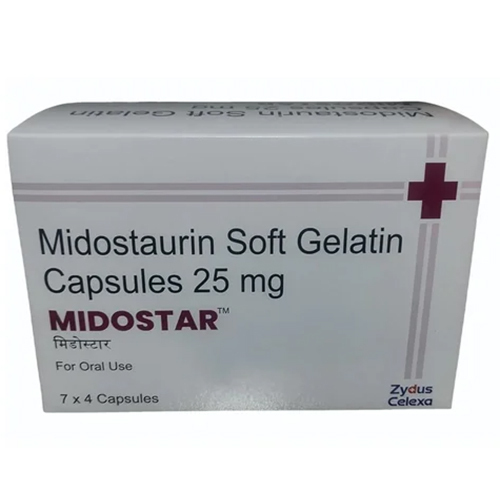Midostar Midostaurin 25mg Capsule, Acute Myeloid Leukemia (AML) Treatment Medicine