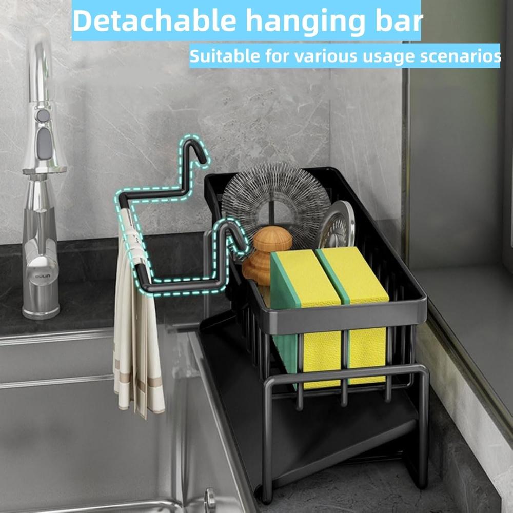 Metal Sponge Holder Kitchen Sink - Color: Black-2