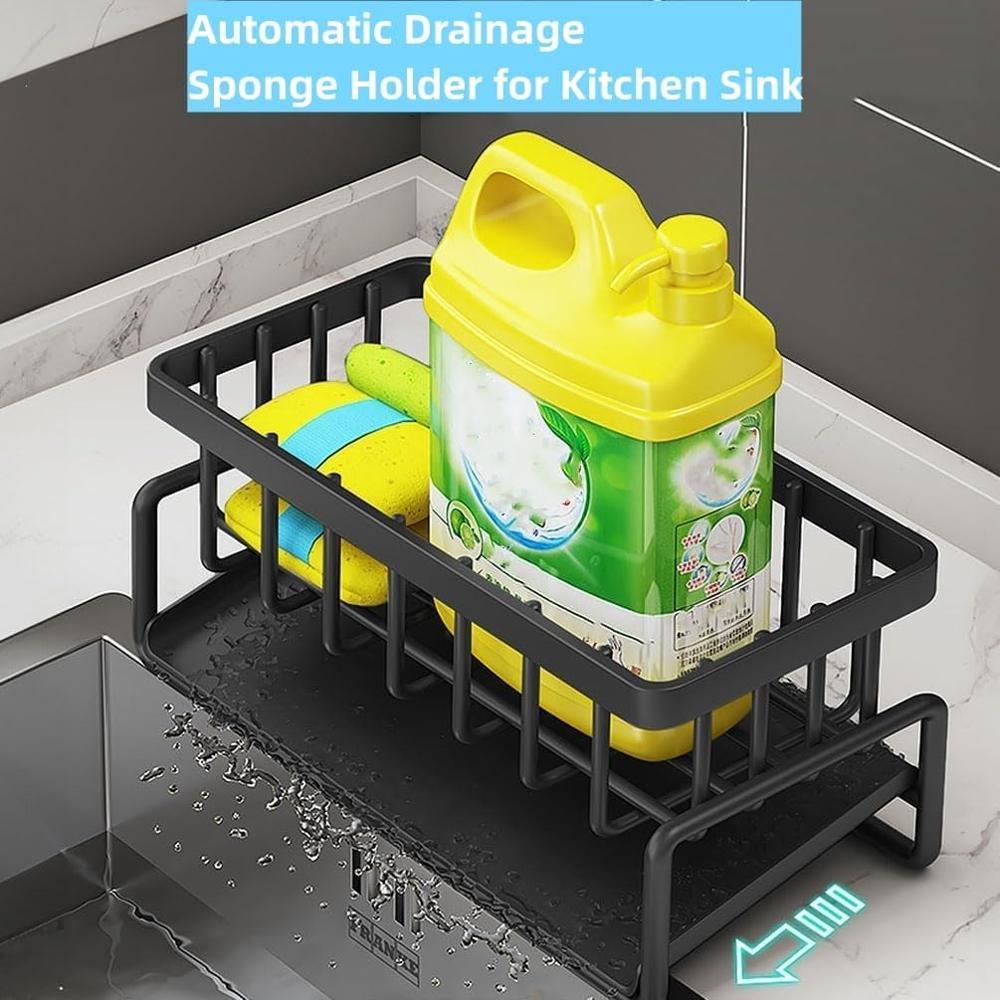 Metal Sponge Holder Kitchen Sink - Color: Black-2