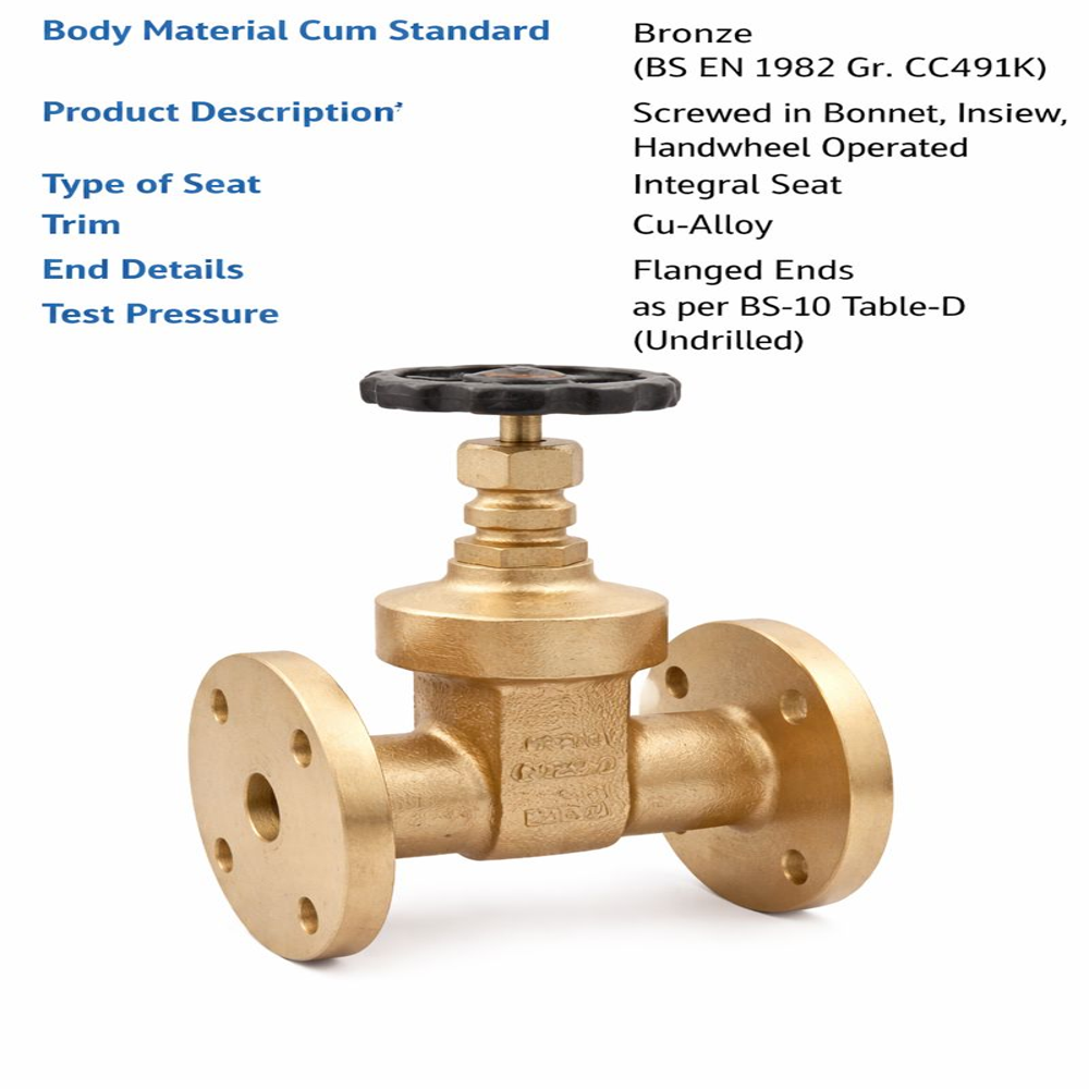 Bronze Gate Valve, Flanged End, 25 mm