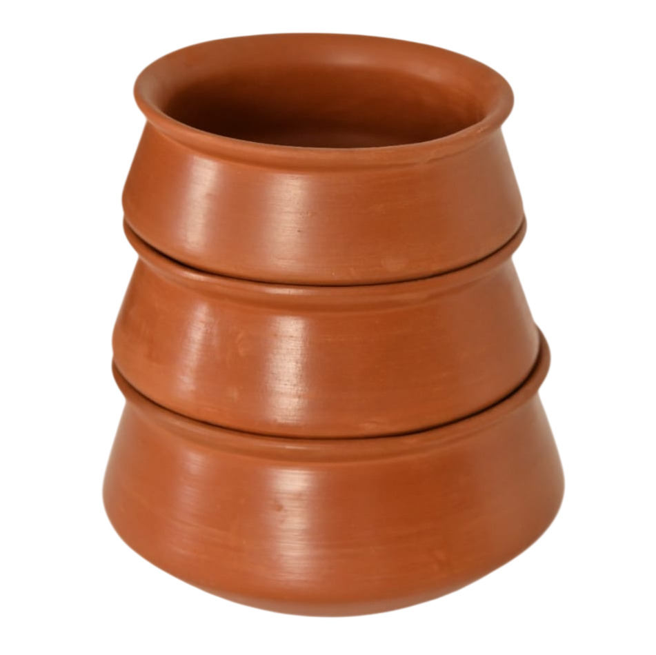 Mh Terracotta Clay Handi Set Of 3 - Color: Brown