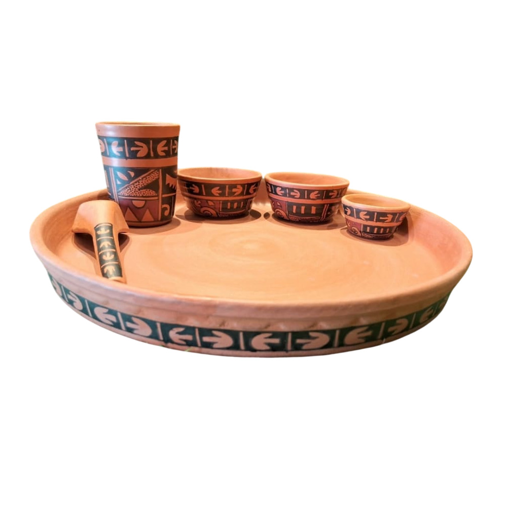 Black Italica Terracotta Clay Dinner Set