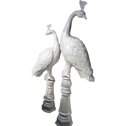 Fiber Peacock Statue - Color: White