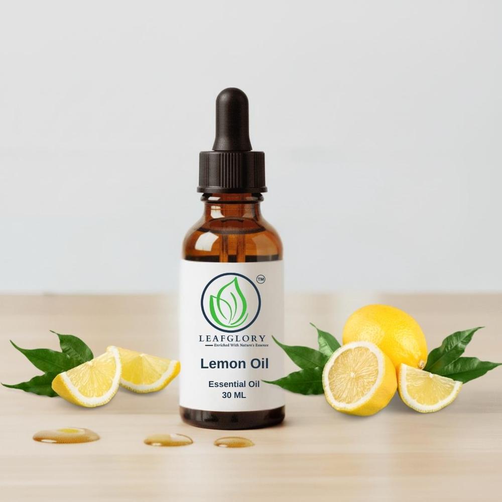 Lemon Oil (Citrus limon Essential Oil)  100% Pure & Natural Cold Pressed / Steam Distilled Oil for Flavour, Fragrance & Aromatherapy  Manufacturer & Exporter  Leafglory