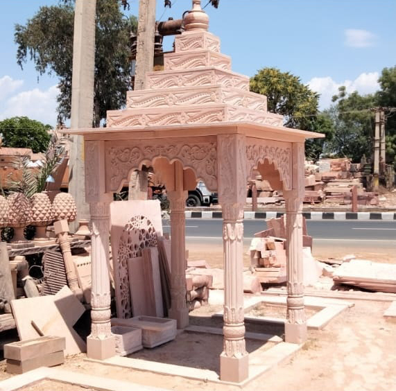 Pink Sand Stone Bell Moulding Step Chhatri