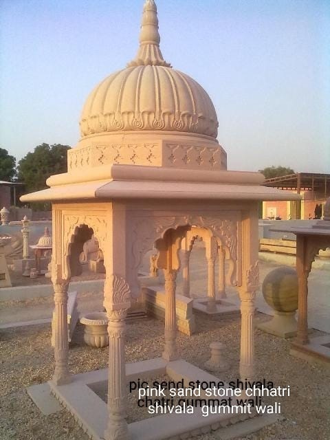 Pink Sand Stone Chhatri With Shivala Gummit