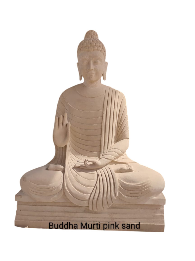 Pink Sand Stone Buddha Murti