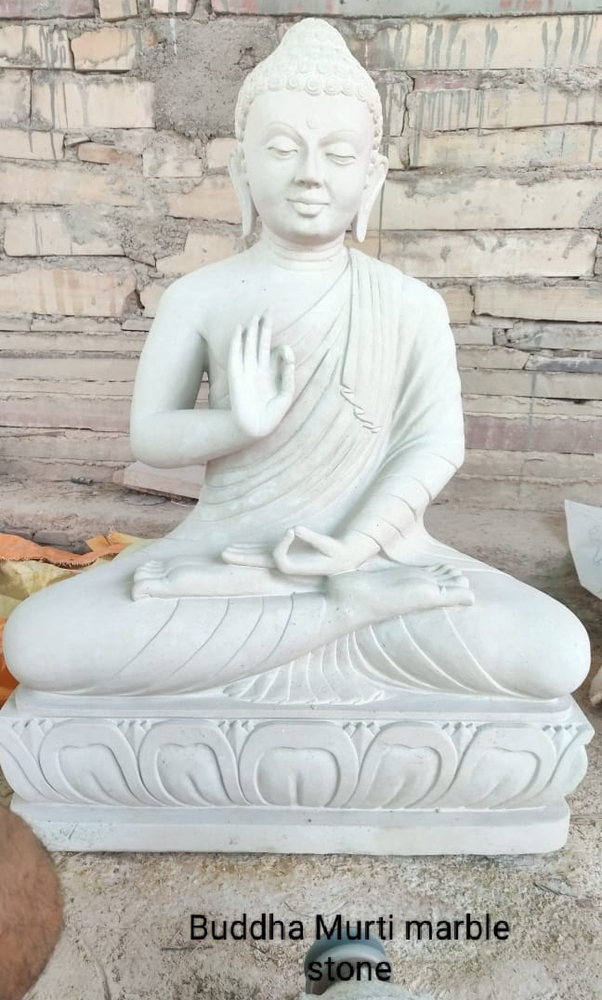 Marble Stone Buddha Murti - Color: White