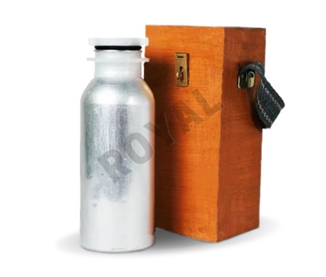 Sample Container With Wooden Box - Color: Silver