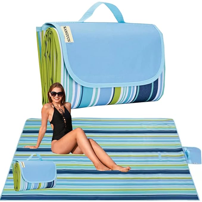 Beach Blanket Outdoor Picnic Blankets Mat - Color: Green