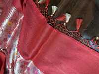 Magenta Handloom Pure Katan Silk Saree - Color: Multicolour