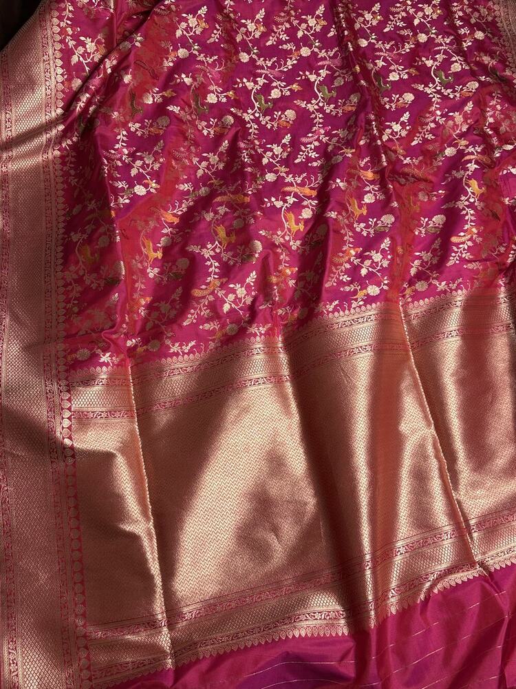 Red Handloom Pure Katan Silk Saree