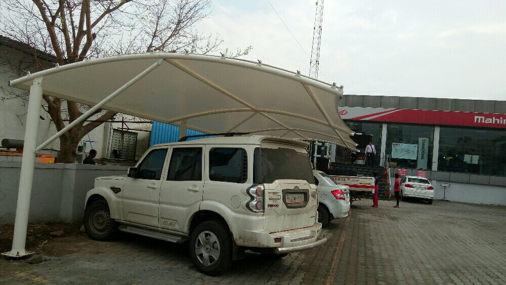 White Car Parking Tensile Structure