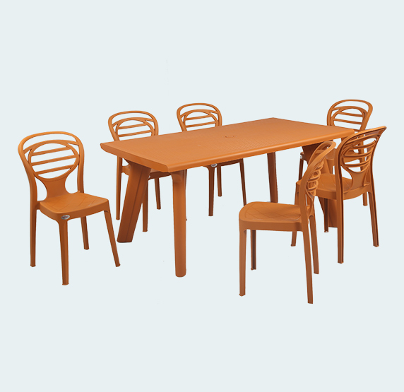Bison With Oak 6 Seater Dining Table And Chairs