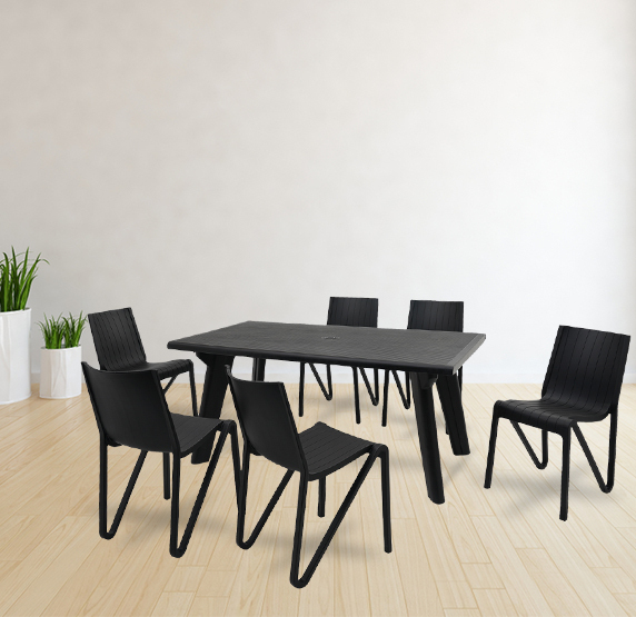 Bison With Zyleg 6 Seater Dining Set