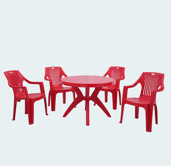 Optima With Strips Plastic Dining Table With Chair