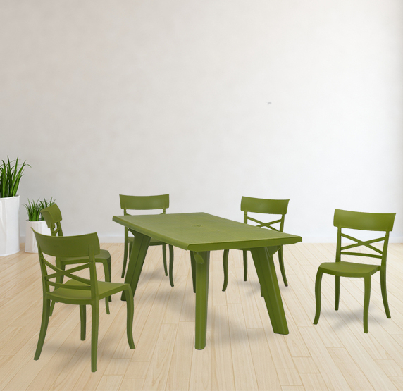 Bison With Cruz 6 Seater Dining Table And Chairs