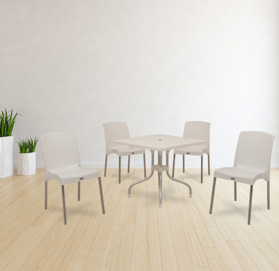 Olive With Hybrid (4) Plastic Chairs With Tables