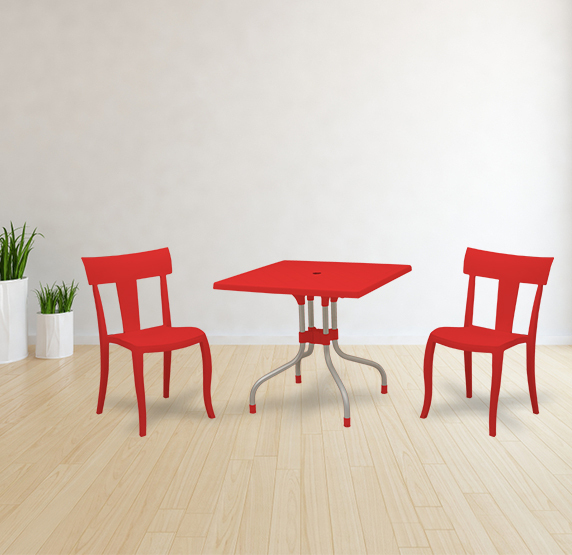 Olive With Deck (2 Chairs) Plastic Dining Table With Chair