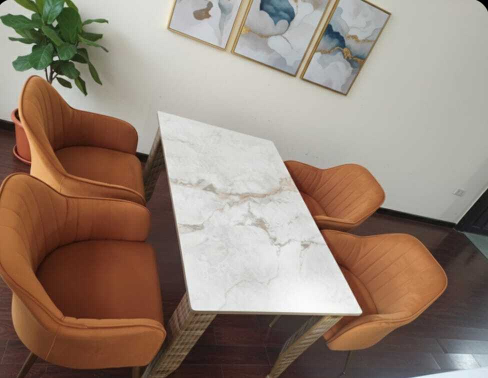 Dining Table 4 Seater With Marble Top - Color: Different Available