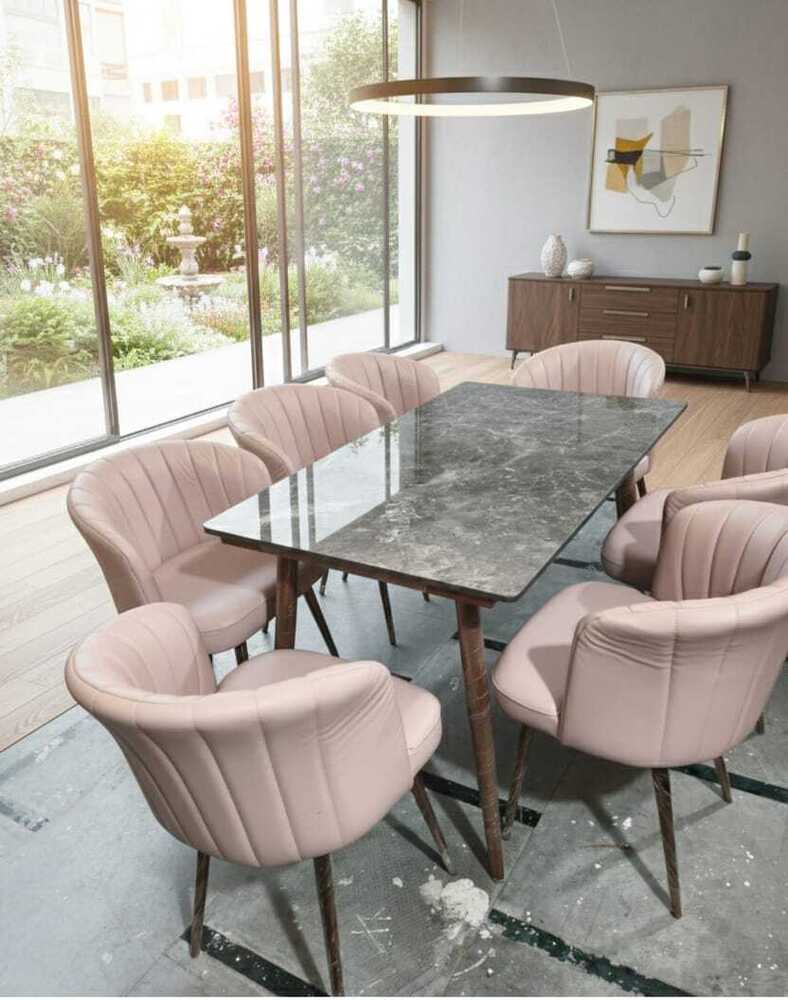 Dining Table 6 Seater With Marble Top - Color: Different Available
