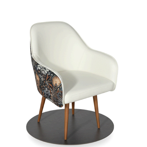 White Leather Floral Chair - Assembly: No Assembly Required