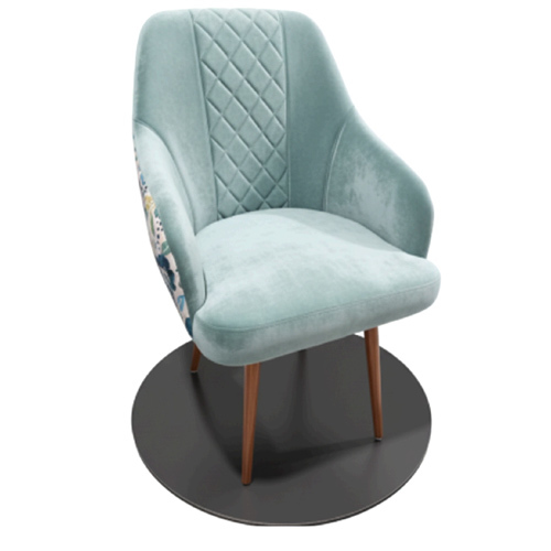 Light Aqua Velvet Floral Chair