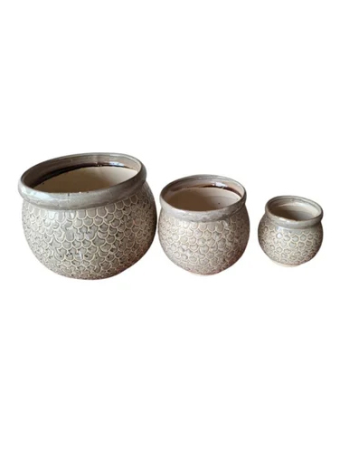 Brown Ceramic Flower Pot Set