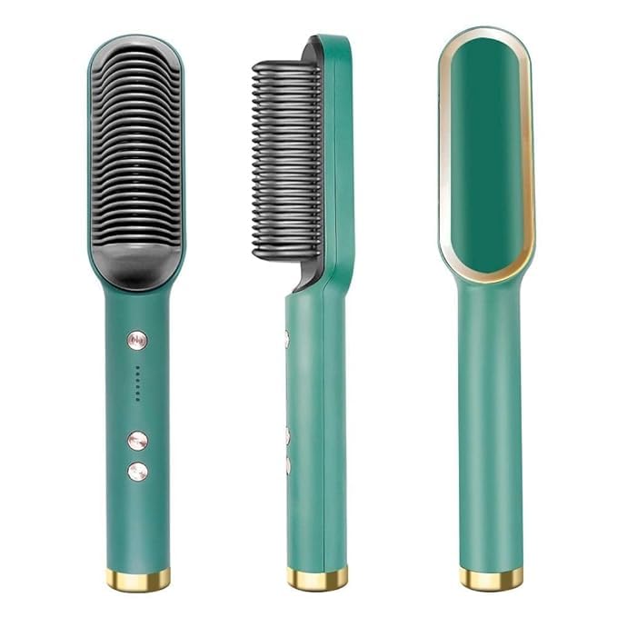 Hair Straightener Brush 2-in-1 - Color: Green