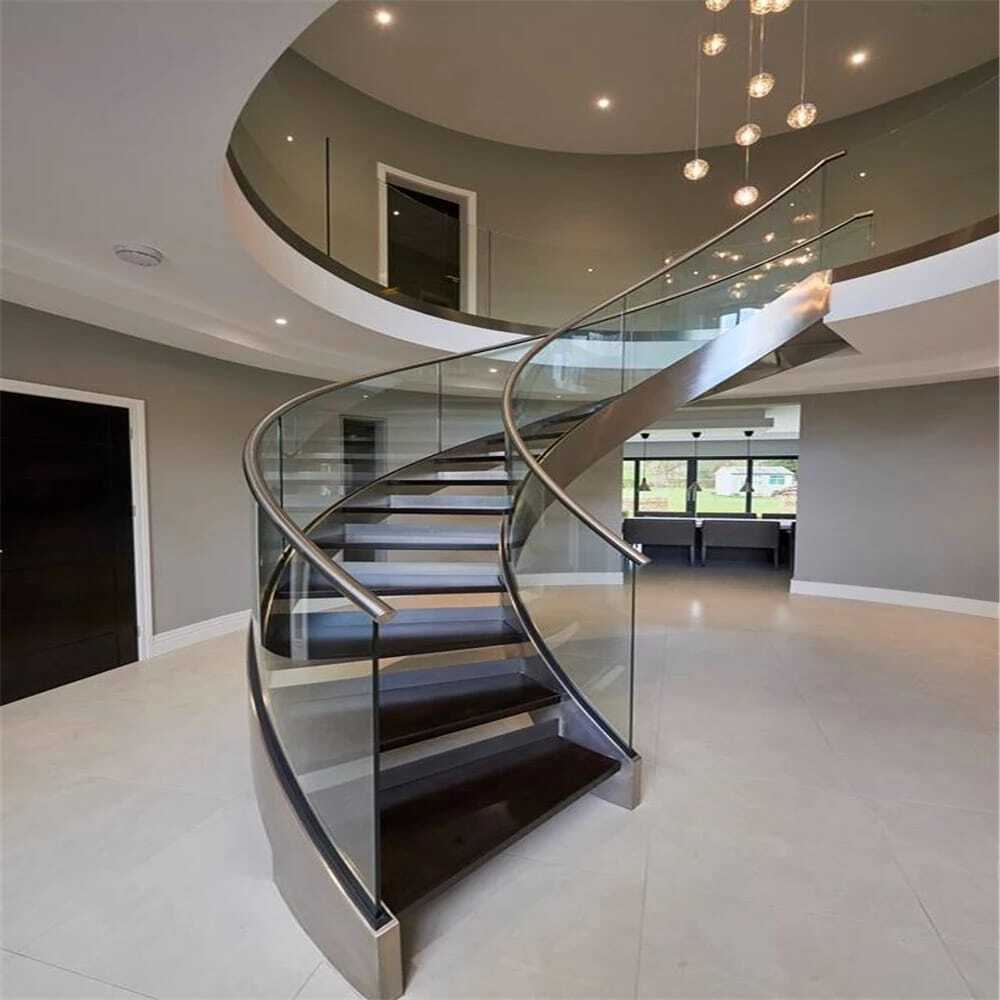 Stylish Bend Glass Staircase Railing
