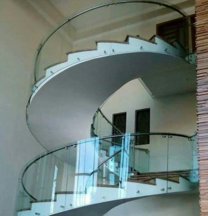 Modern Bend Glass Staircase Railing