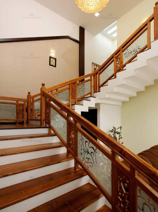 Wooden Glass Staircase Railing