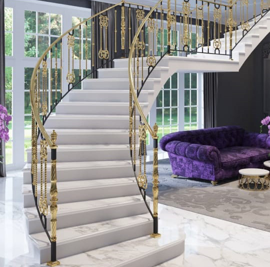 Brass Symmetrical Design Staircase Railing