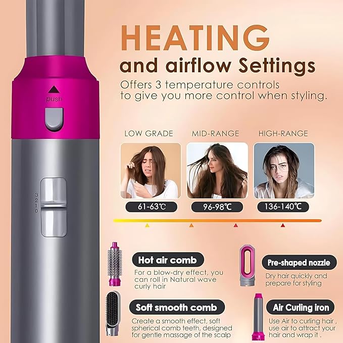 5 In 1 Hot Air Styler Hair Straightener Dryer Comb