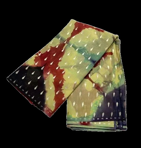 Banarasi Cotton Tie Dye Booti Fabric - Color: Multicolor